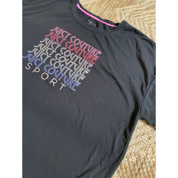 Juicy Couture Sport Black casual Y2K T-Shirt SZ Large with logo in Multi colors - Picture 2 of 6
